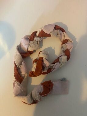 Braided Dog Toy Rope in Rust and Light Pink - Durable Chew Play Accessory